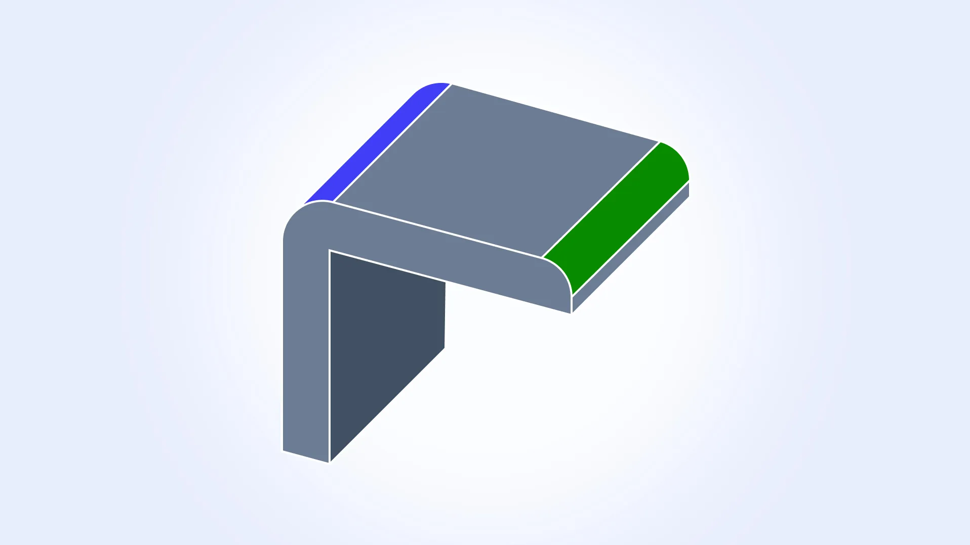 Improved processing of bends (blue) and complex geometry, such as fillets (green)