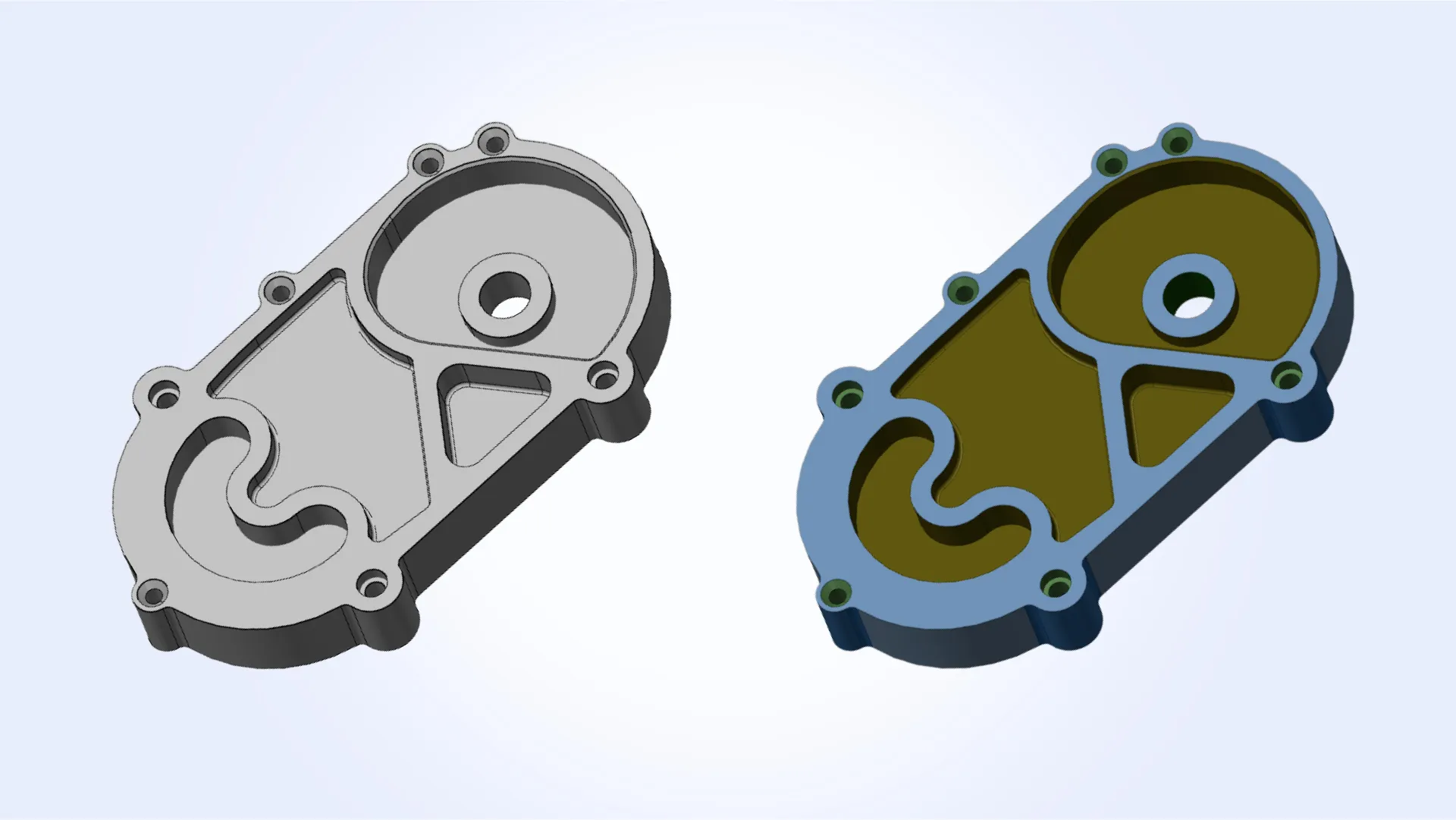 Original 3D model imported from a STEP file and recognized machining features
