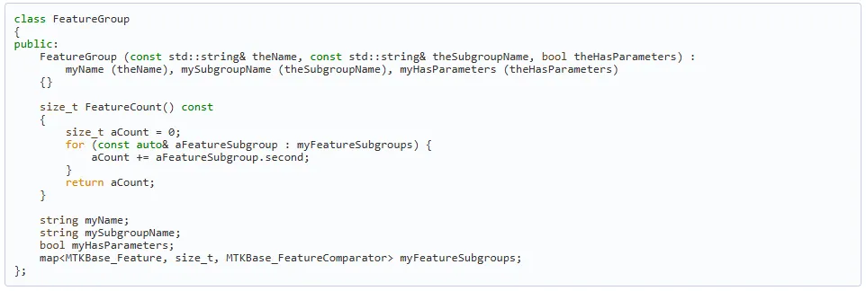 Feature group helper implementation