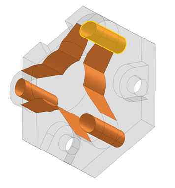 DFM analysis visualization on a mechanical part