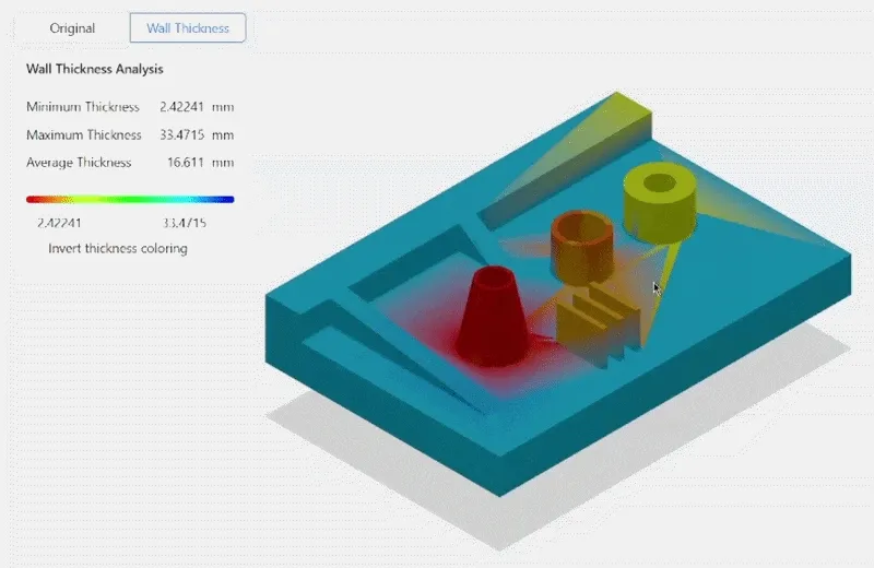 Wall thickness visualization as displayed in MTK Web