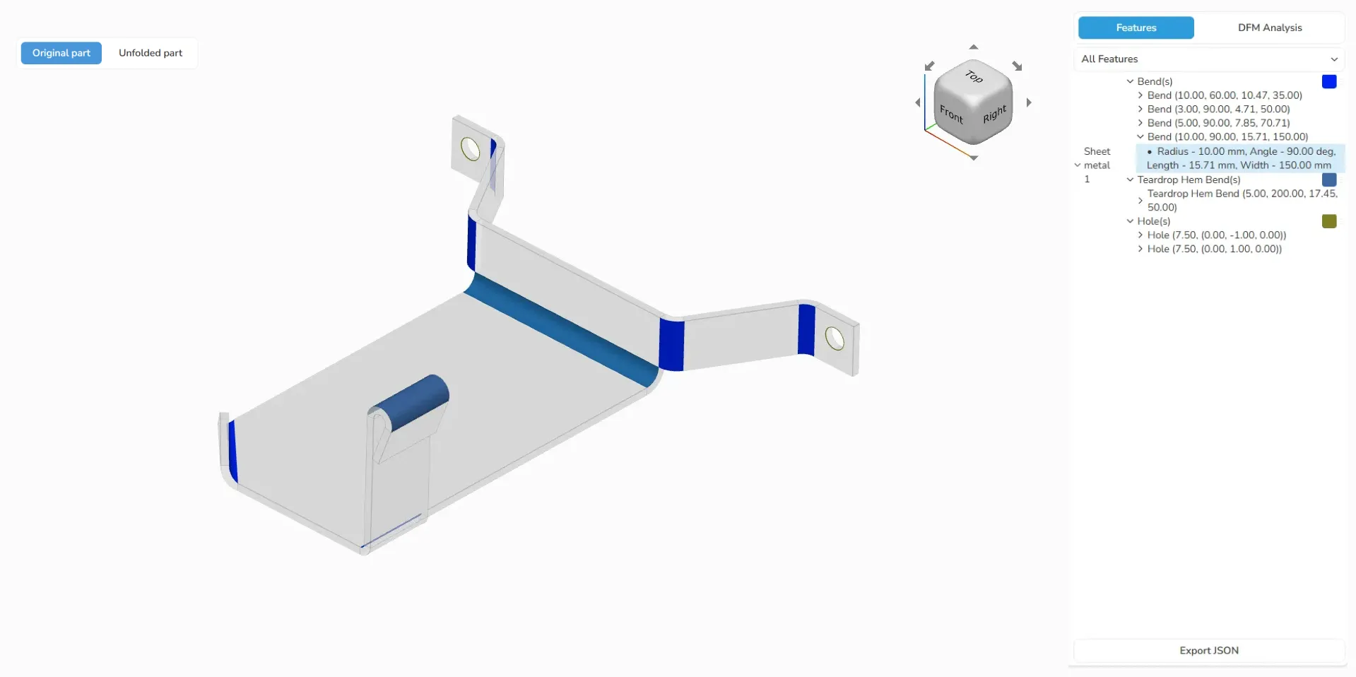 Sheet metal online demo UI example