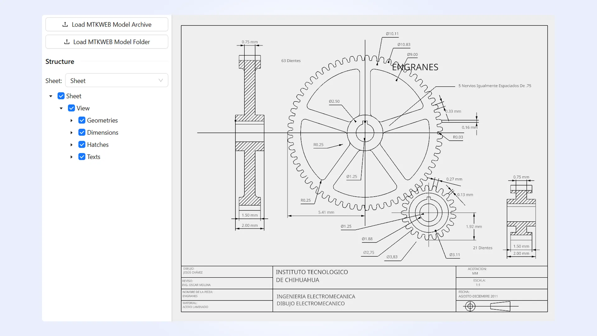 Example of a drawing rendered in MTK Web