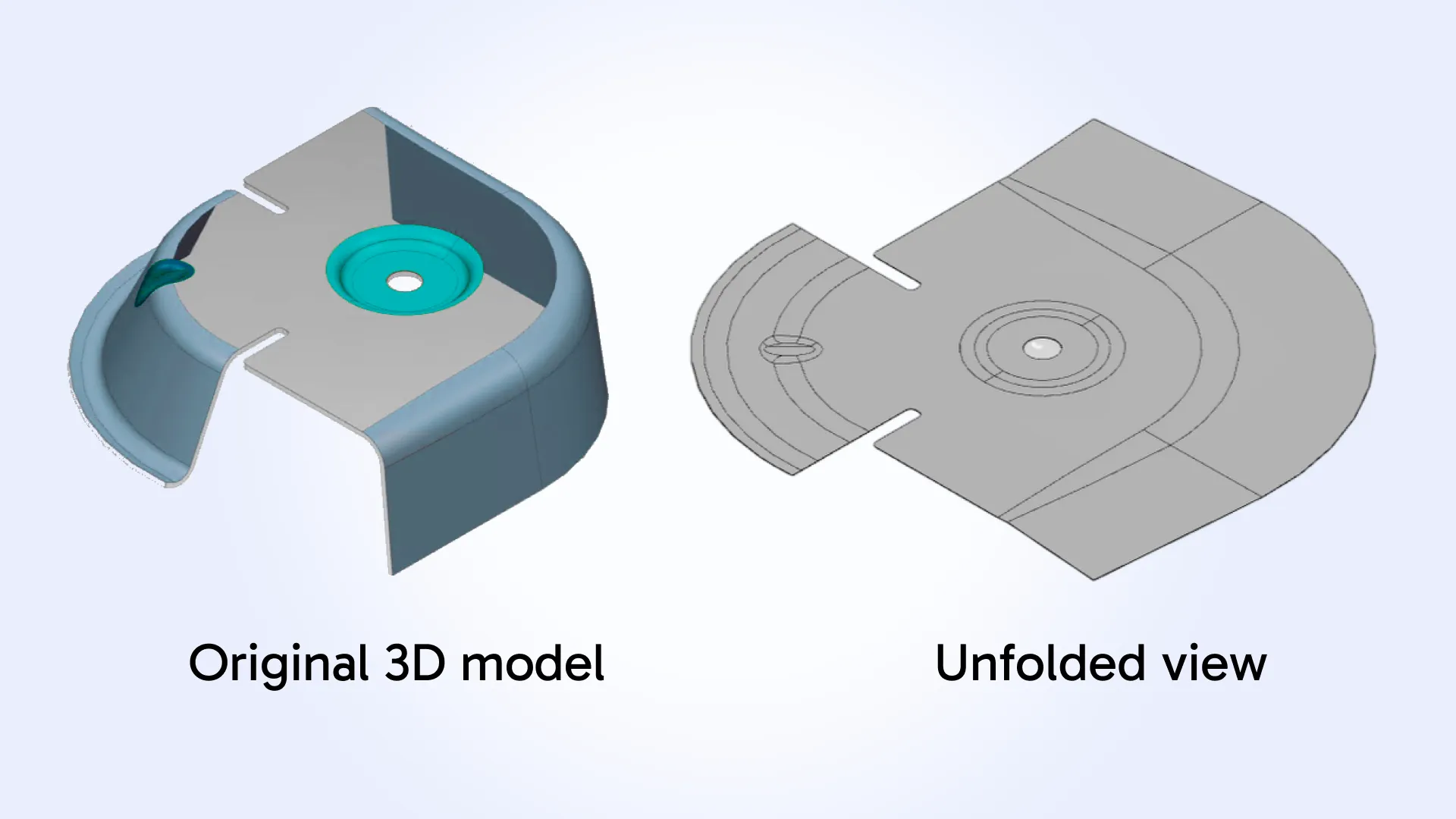 Unfolding support for complex formed sheet metal features
