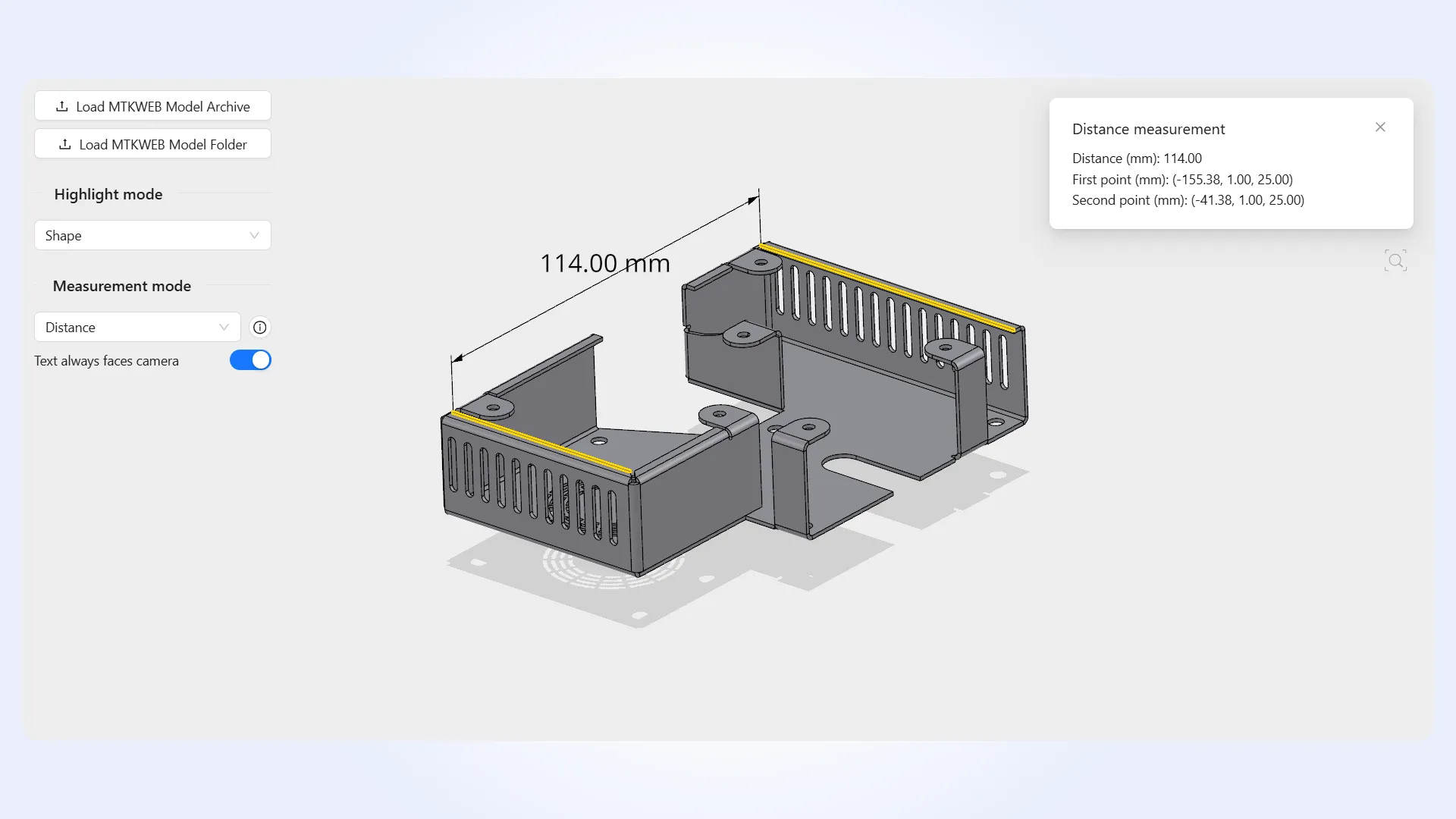 Measurement billboarding in MTK Web