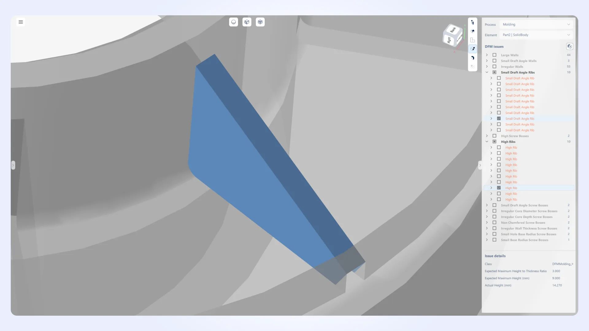 Highlighting DFM issues associated with a selected shape