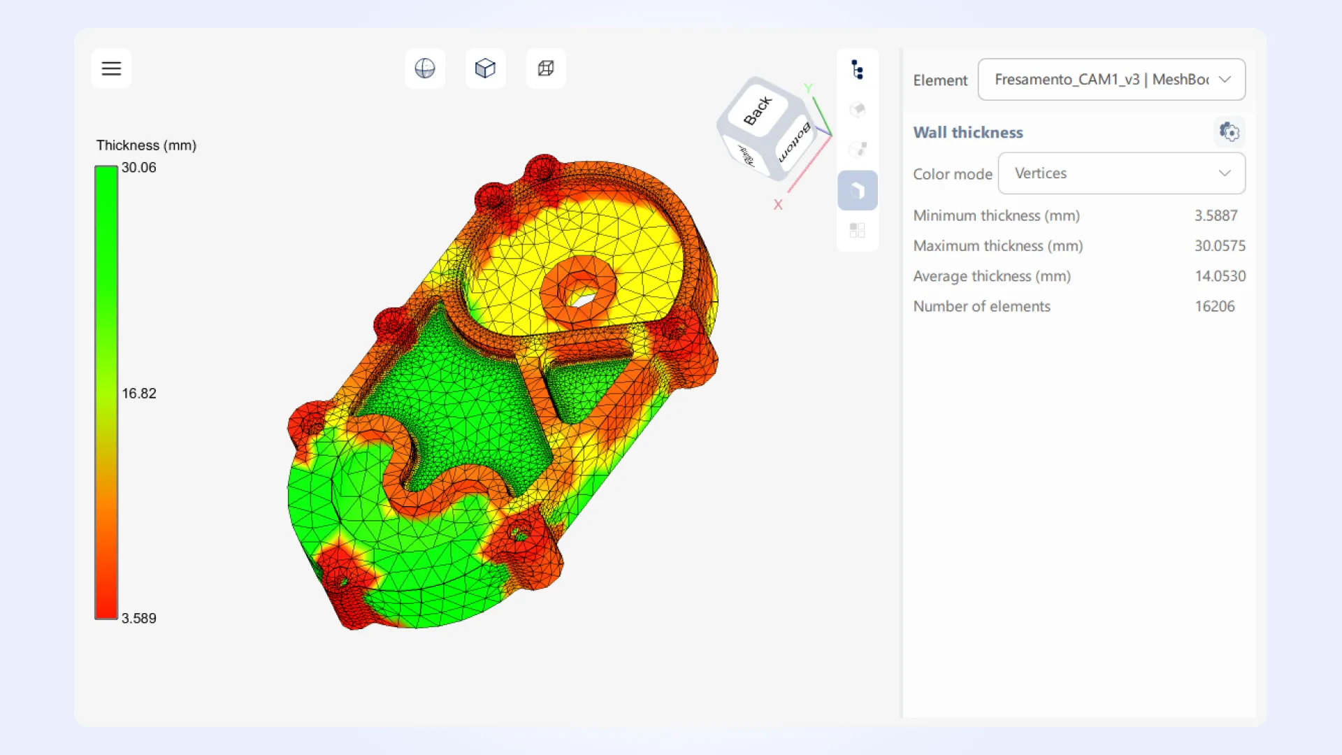 Wall thickness visualization as displayed in MTK Workbench