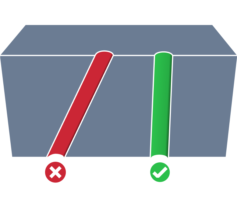 Non perpendicular hole