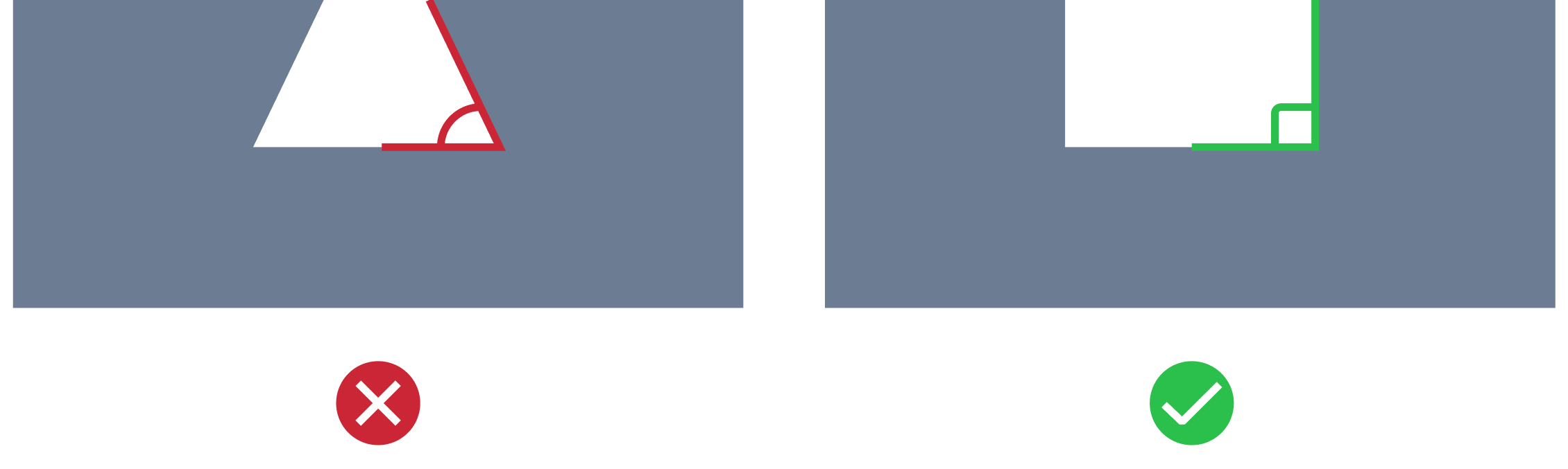 Non perpendicular milled part shape