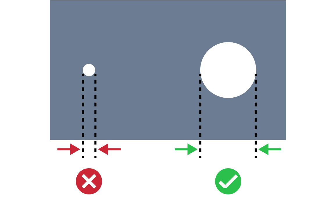 Small hole diameter