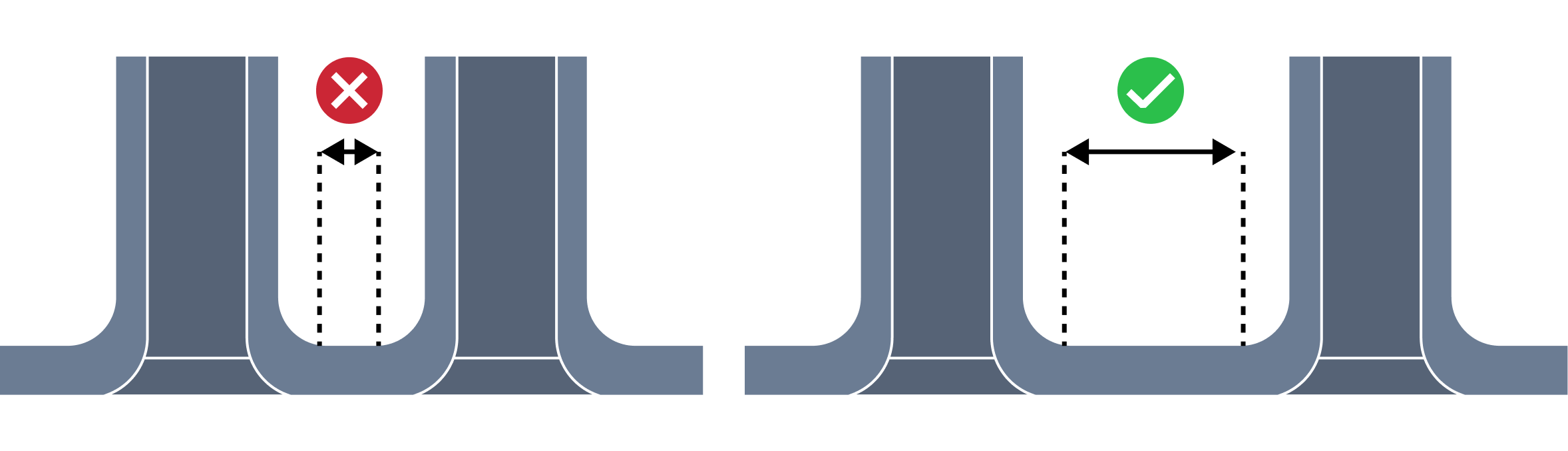 Small distance between extruded holes