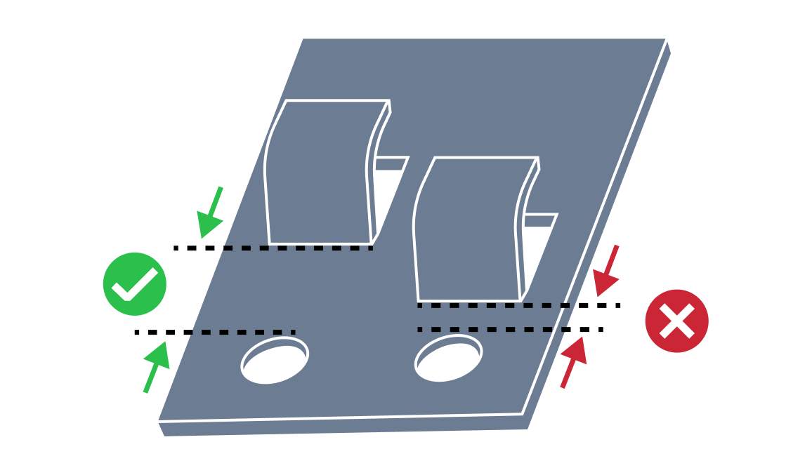 Small distance between hole and louver