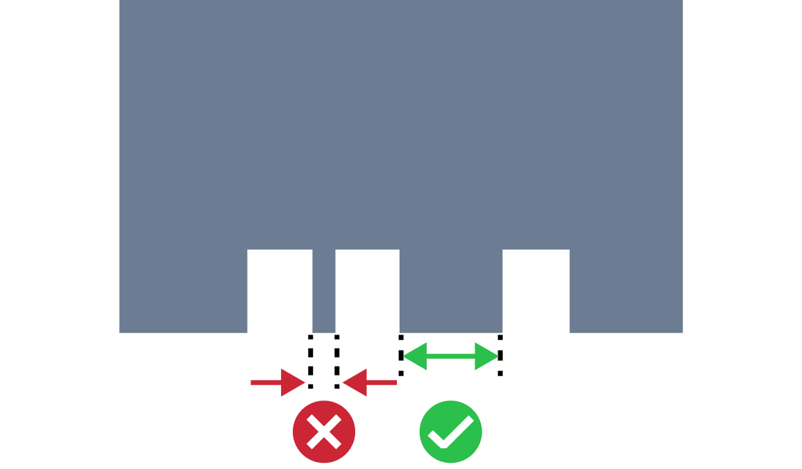 Small distance between notches