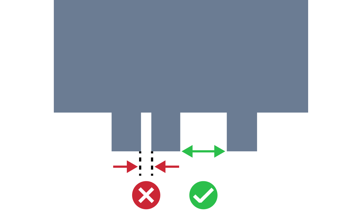 Small distance between tabs