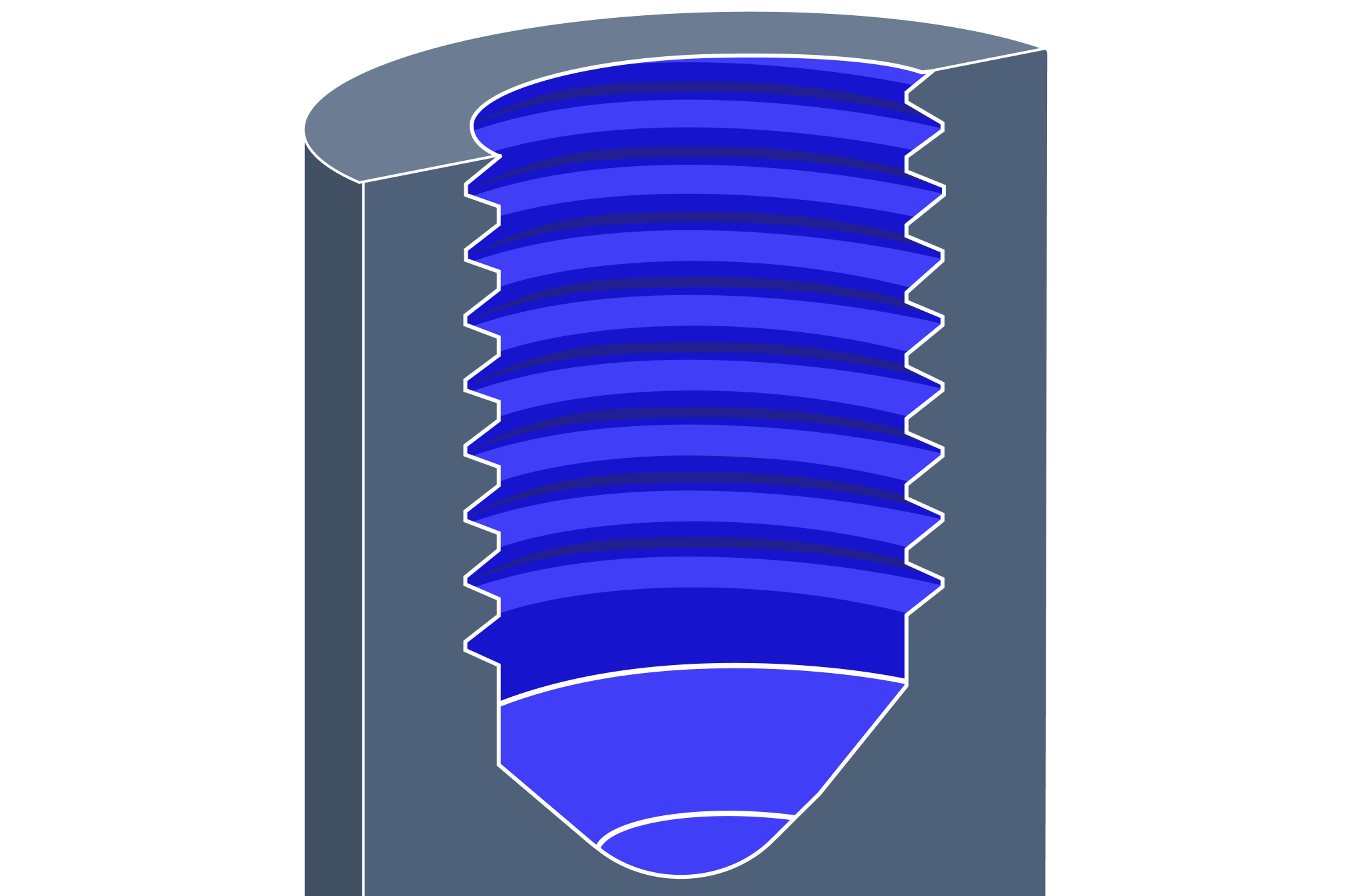 Threaded blind hole