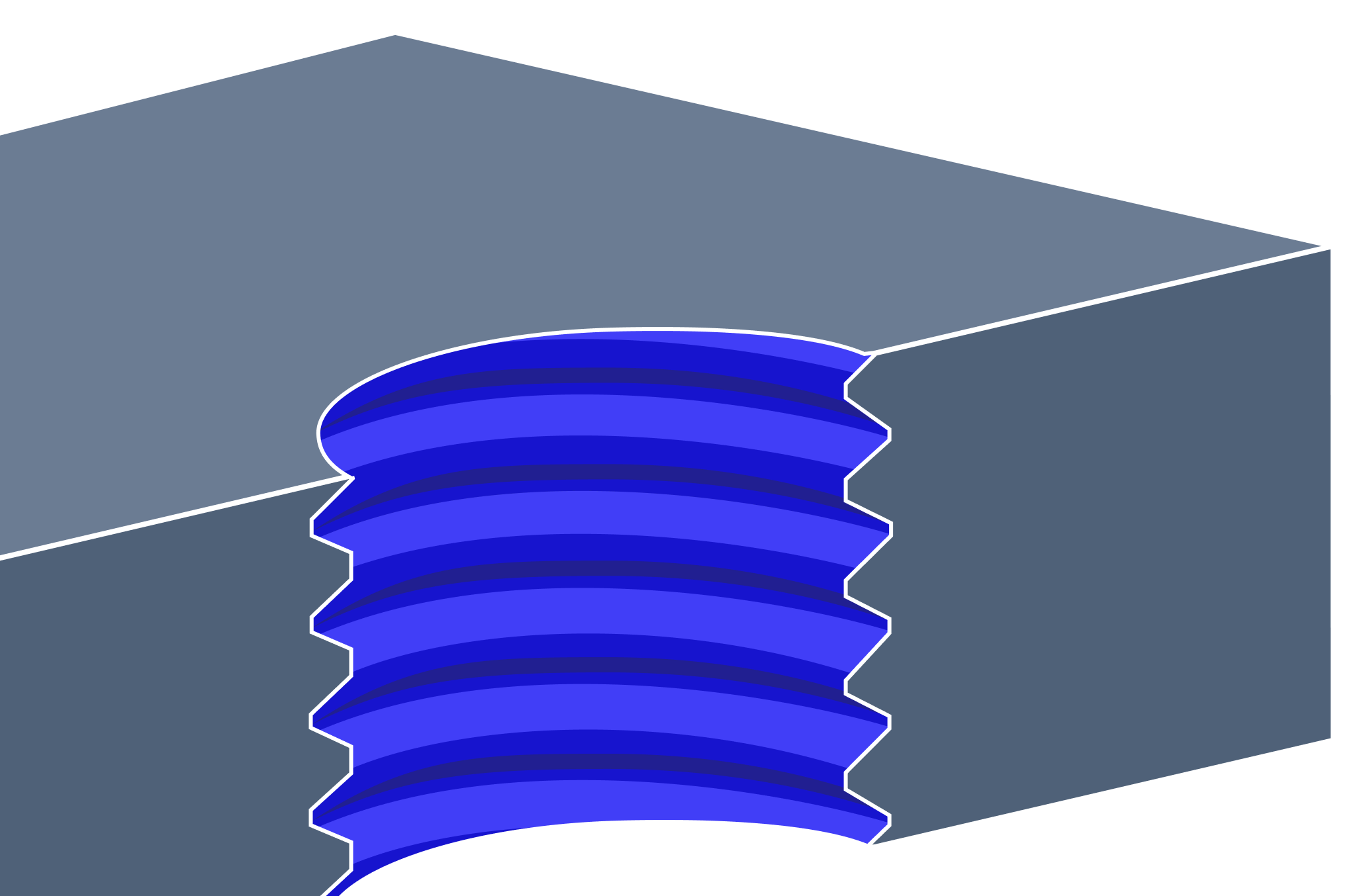 Threaded through hole